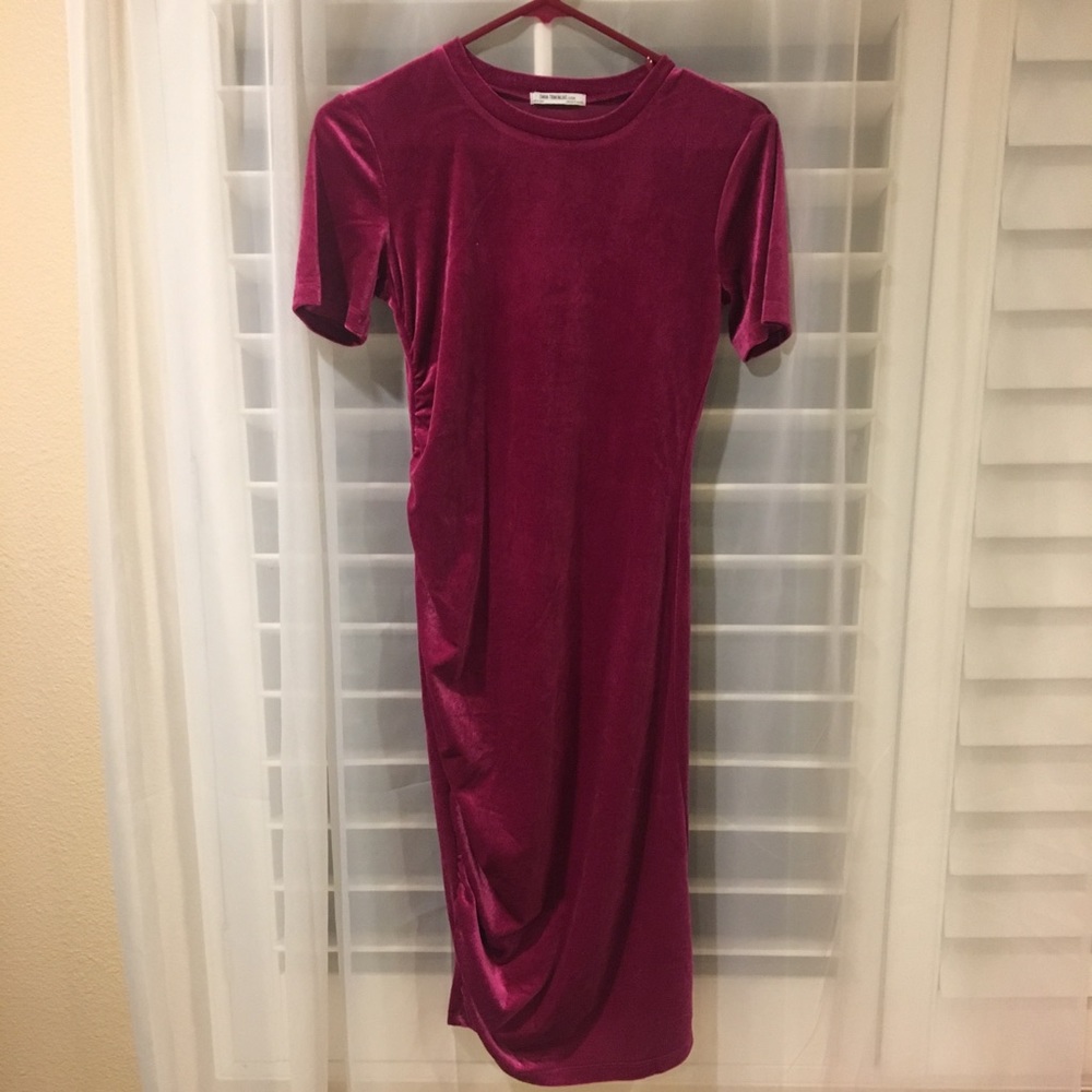 Magenta velvet dress